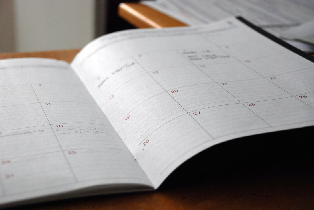 A monthly calendar